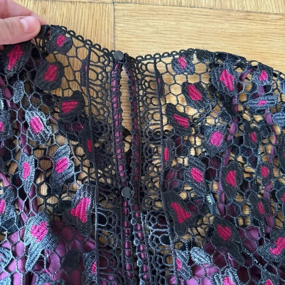 NWT Karen Millen US 4 Lace Mini Dress Leopard Floral Embroidery Sleeveless - Picture 7 of 13